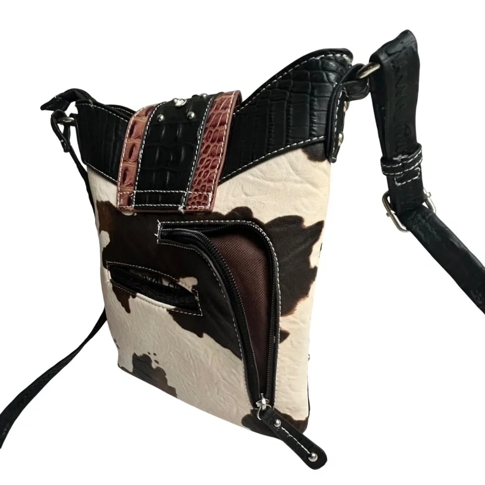 Cowgirl Trendy Adjustable Crossbody Bag w/ Bling & Concealed Pocket